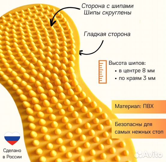 Коврик ортопедический с шипами (жёлтый)