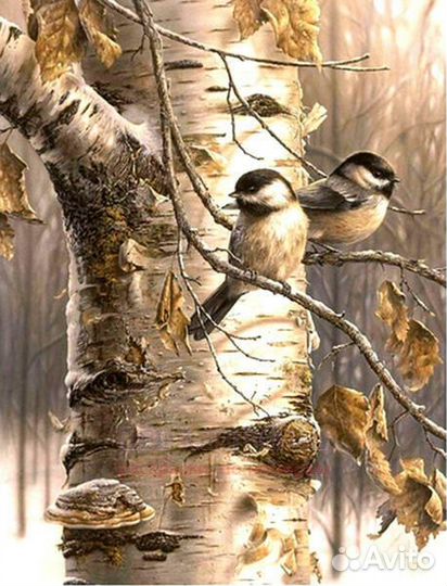 Картина по номерам 40x50 Воробушки на осенней бере