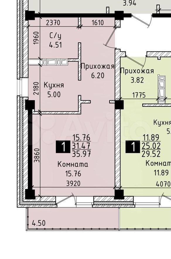 1-к. квартира, 36 м², 2/7 эт.