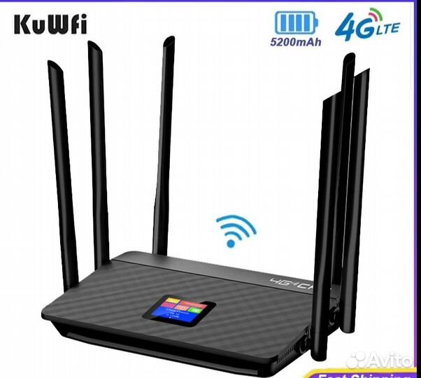 Модем KuWfi SIM 4G, LTE, WI-FI, акк.5200mAh +100Gb