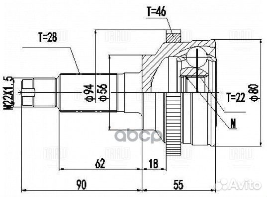 Шрус для а/м Kia Spectra (00) Ижевск 1.6i AT A