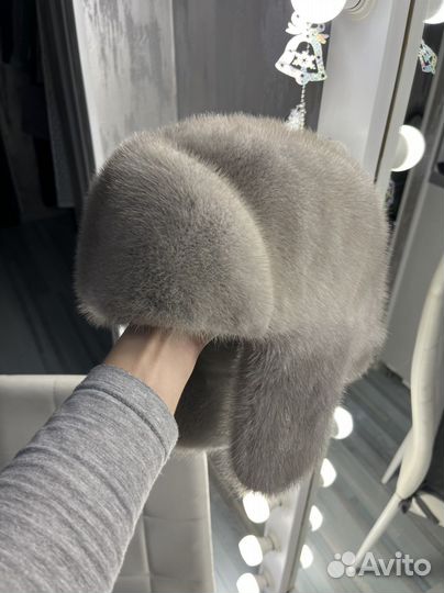 Шапка ушанка норковая женская