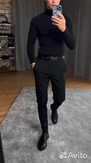 Водолазка черная мужская кашемировая / бадлон