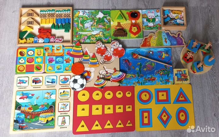 Деревянные пазлы вкладыши пакетом + сортеры