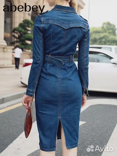 Джинсовое платье миди 46-48 размер