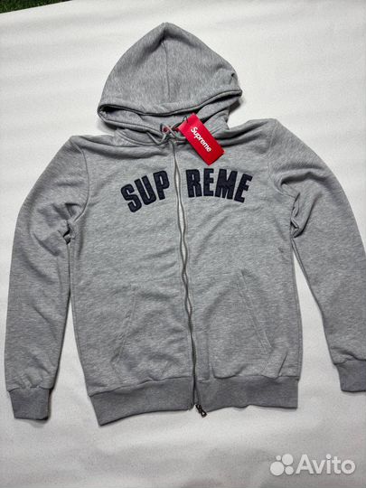 Зип худи Supreme серая