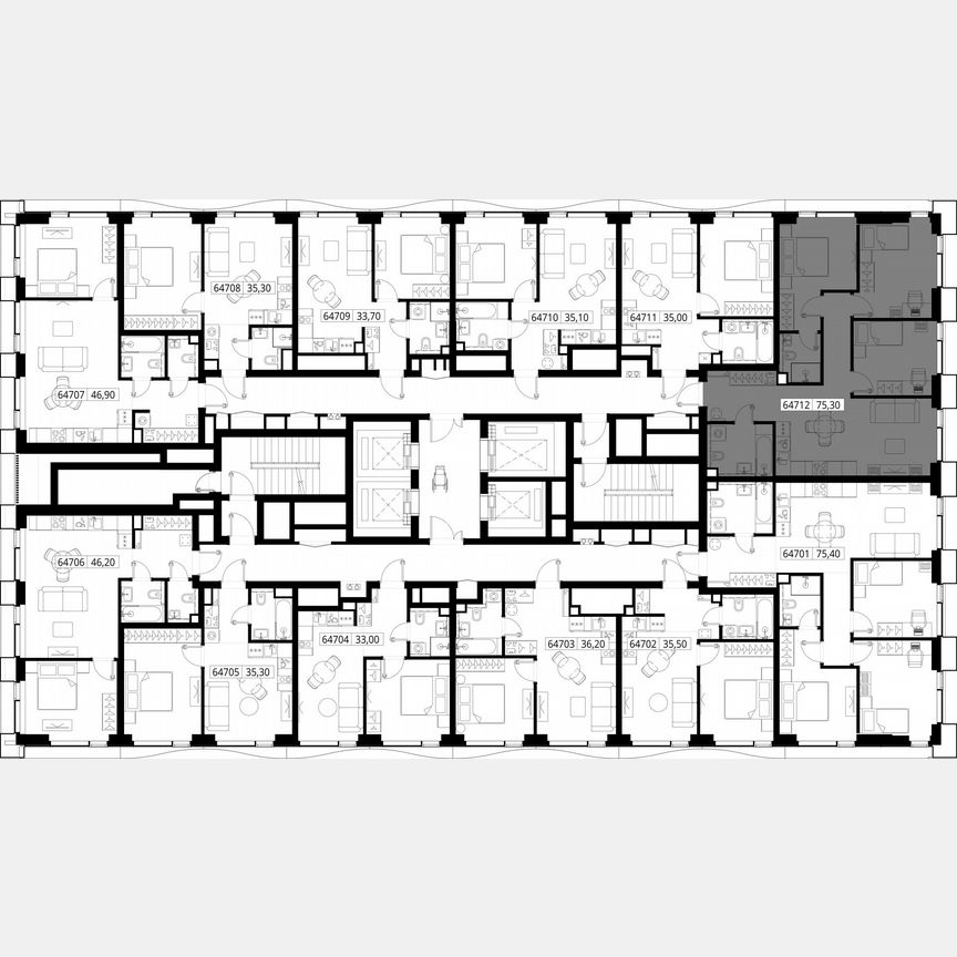 3-к. квартира, 75,3 м², 47/48 эт.