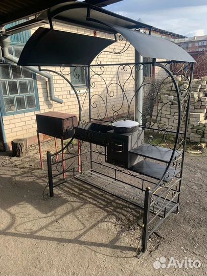 Мангал лофт с крышей