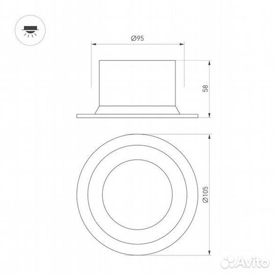 Светильник MS-drop-built-R105-14W Warm3000