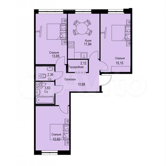 3-к. квартира, 72,4 м², 2/12 эт.