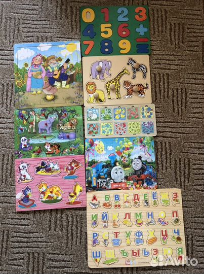 Деревянные пазлы вкладыши