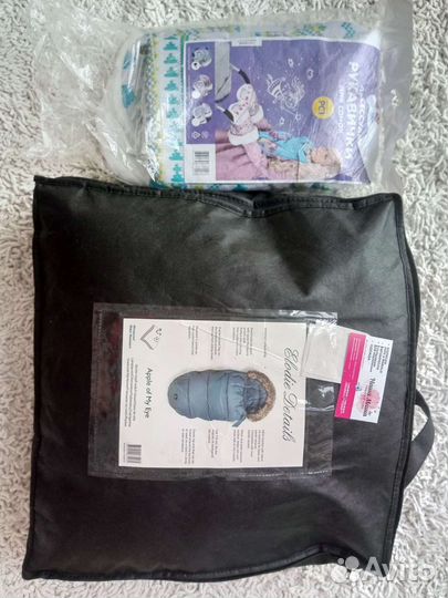 Конверт кокон зимний + варежки для коляски