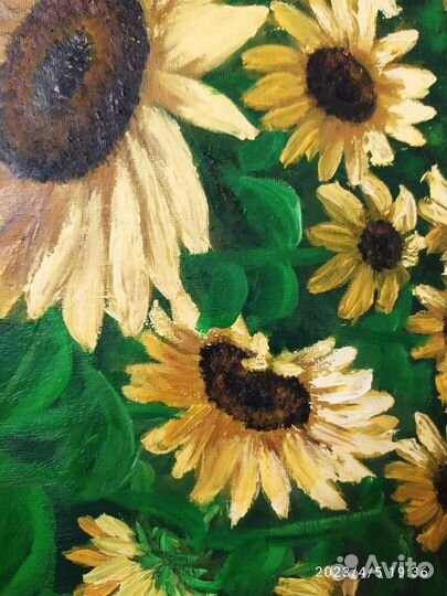 Картина маслом на холсте Подсолнухи
