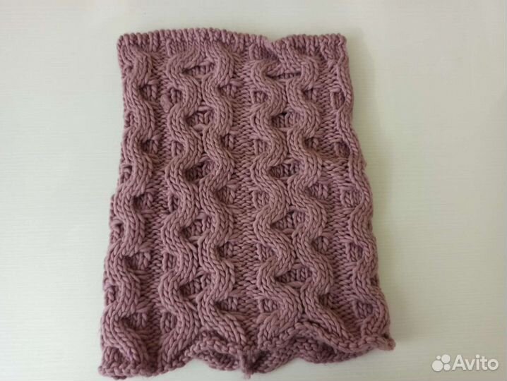 Шарф-снуд вязаный пудровый новый