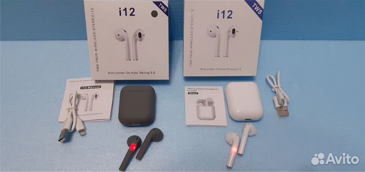 Airpods i12 TWS беспроводные наушники с анимацией
