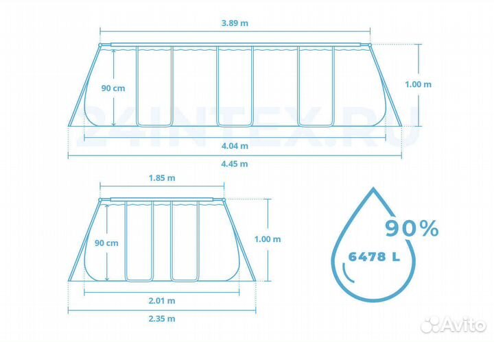 Бассейн прямоугольный каркасный Bestway