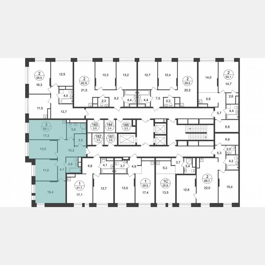 3-к. квартира, 85,1 м², 21/22 эт.