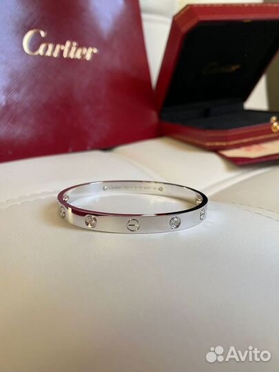 Браслет cartier love белое золото