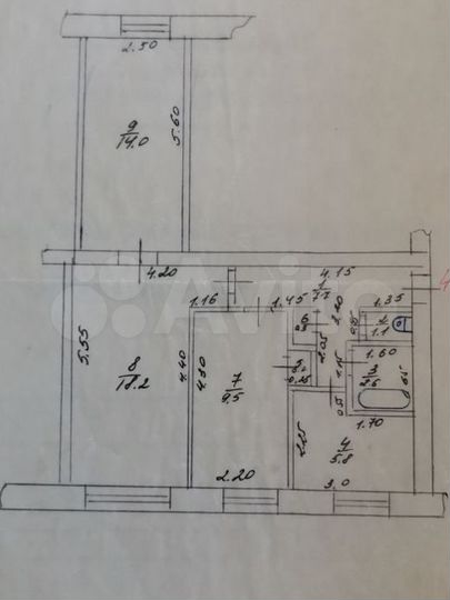 3-к. квартира, 58,7 м², 1/2 эт.