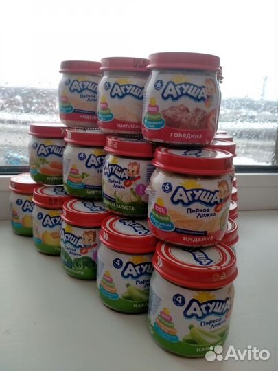 Мясные и овощные пюре Агуша