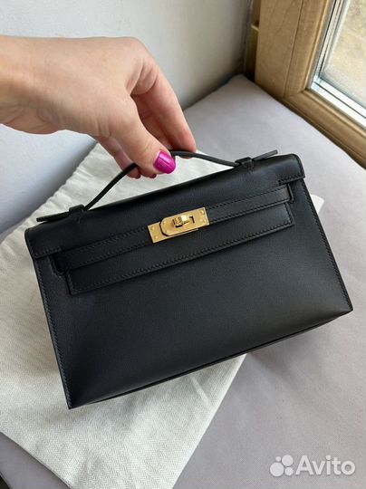 Hermes kelly pochette black GHW