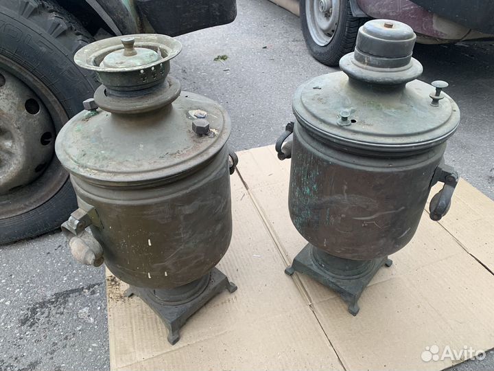 Царские самовары на дровах латунь