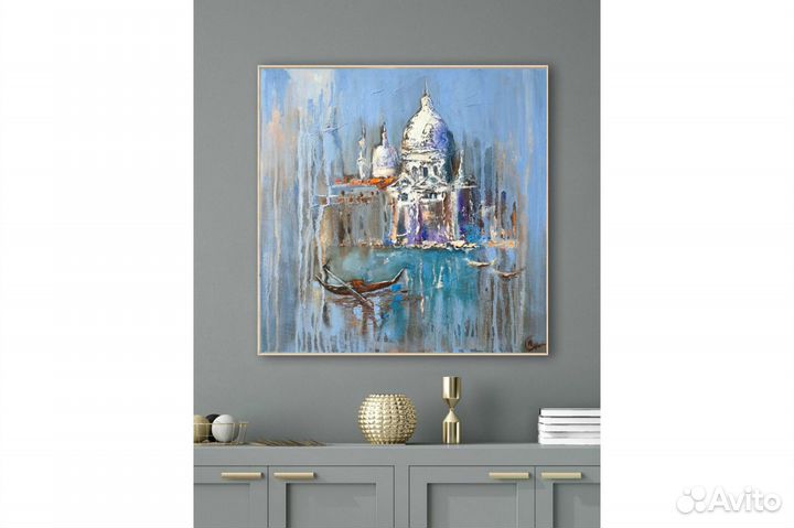 Картина Венеция городской пейзаж 40х40 см масло