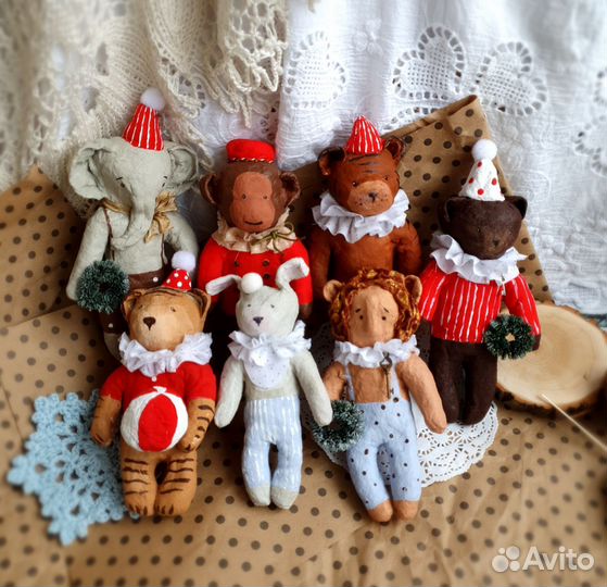 Ватные игрушки зверушки- Циркачи