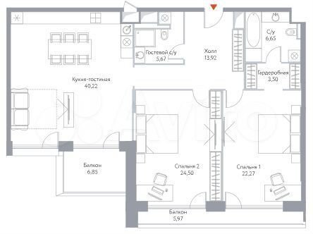 2-к. апартаменты, 128,8 м², 15/29 эт.