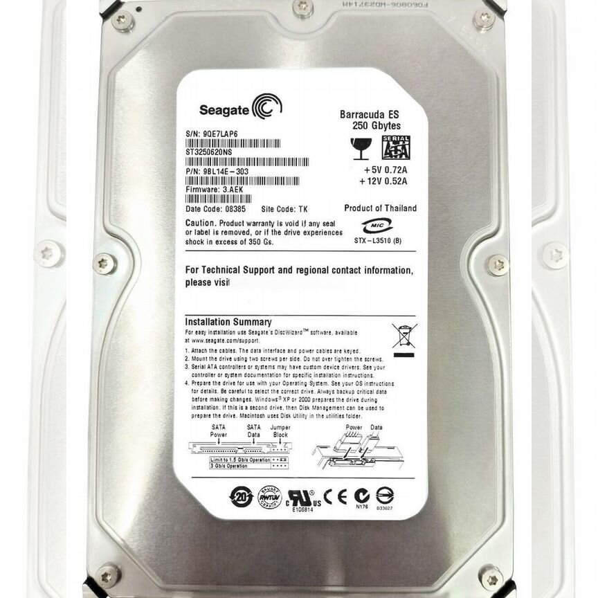 [ST3250620NS] Жесткий Диск Seagate 250gb Sata2 3,5" St3250620ns