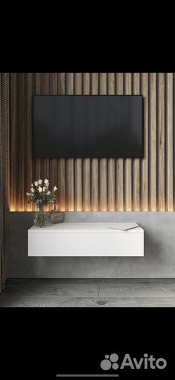 Туалетный столик, тумба подвесная 75см, белая