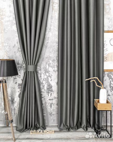 Портьеры блэкаут Амадео Графит шторы