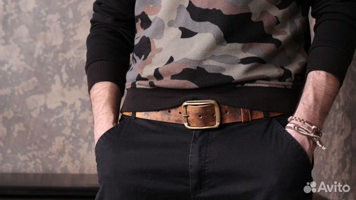 Кожаный ремень (ручная работа)