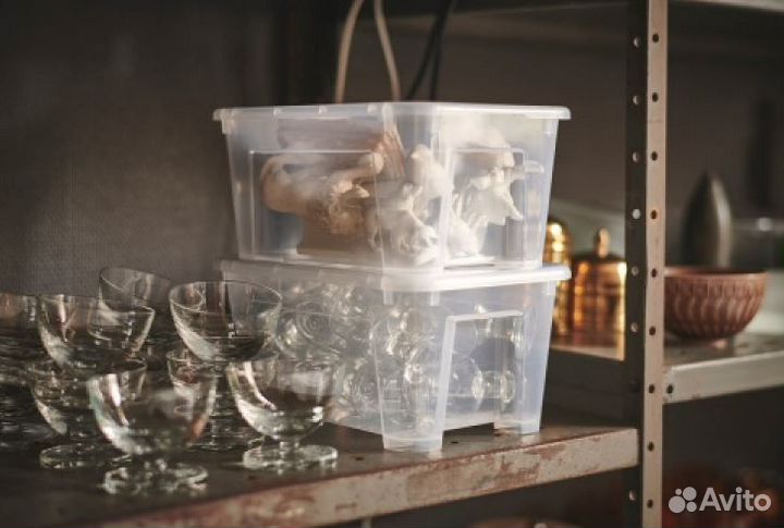 Контейнер икеа самла, прозрачный 28x19x14 см/5 л