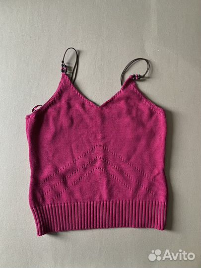 Женский розовый топ на бретелях 48