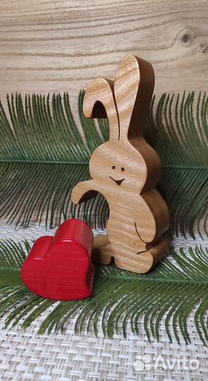 Деревянная фигурка пазл Зайчик с сердечком
