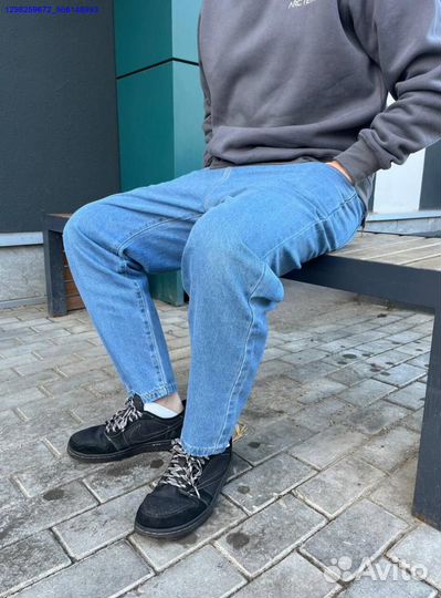 Джинсы бананы чёрные, голубые (Арт.88949)