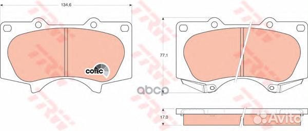 Колодки передние toyota land cruiser 120, prado