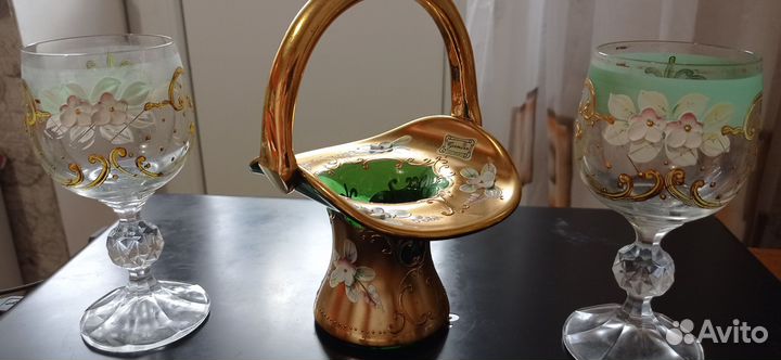 Ваза цветное стекло богемия