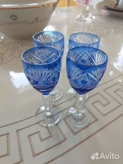 Рюмки цветной хрусталь 4шт