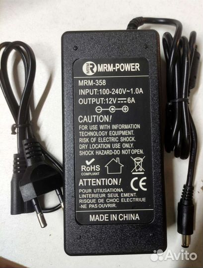 Адаптер блок питания 12v, 6А