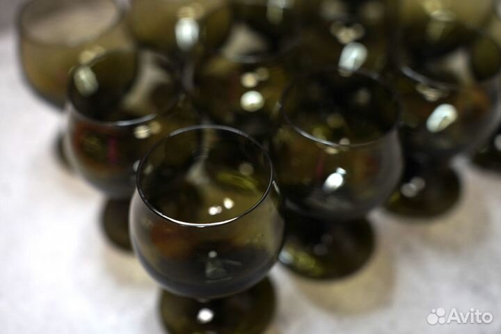 Коньячные бокалы на ножке СССР темное стекло - 12