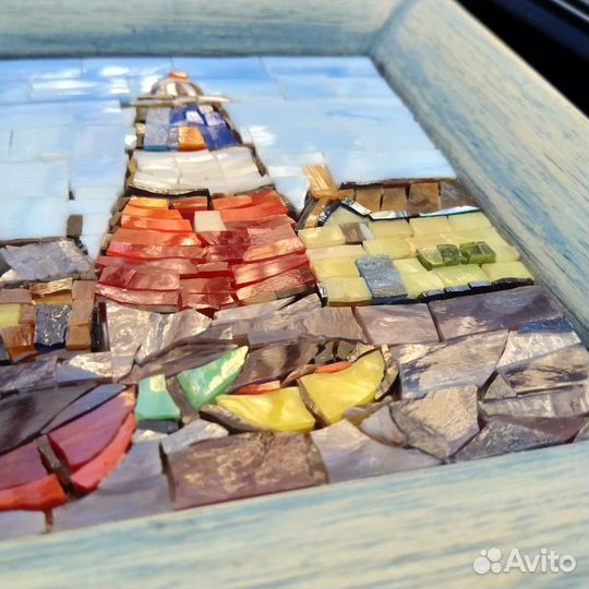 Картина. Панно из мозаики «Маяк». Витражное стекло