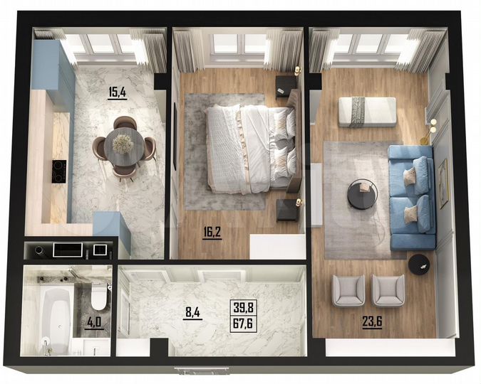 2-к. квартира, 68 м², 2/10 эт.