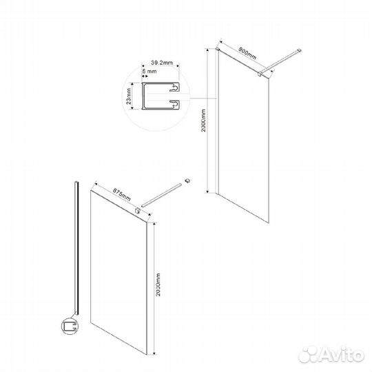 Душ. Стенка Vincea 90cm Черный vsw-1h900mrgm