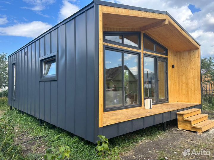 Каркасный дом 54 м2 с террасой и крыльцом под ключ