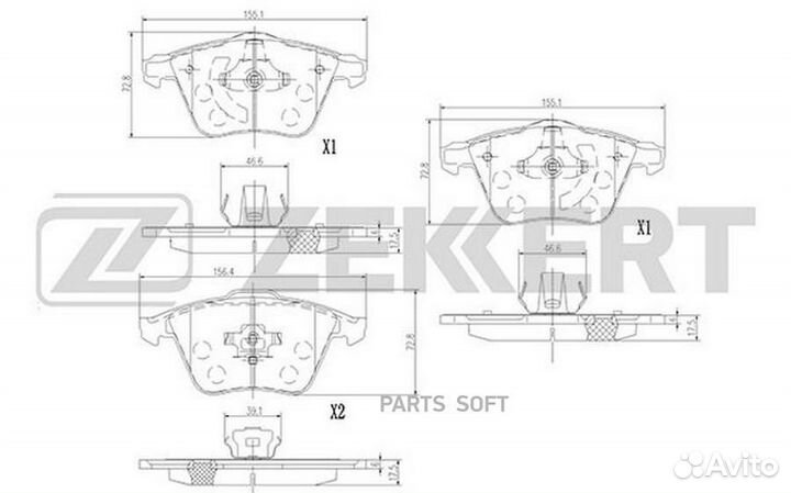 Zekkert BS-1377 Колодки торм. диск. передн. Ford Focus II 05- Mazda 3 06- Opel Vectra C III 05- Volv