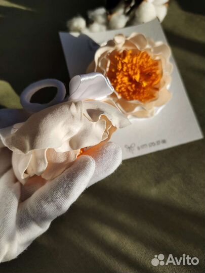 Резинка, заколка пион2 для волос ручной работы