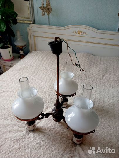 Люстра советская винтаж бронза Руслан и Людмила