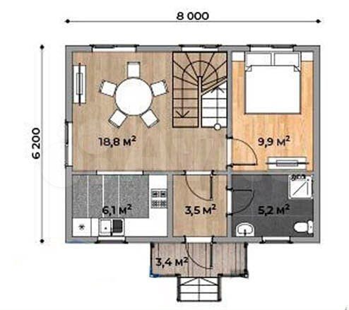 Дом 86,5 м² на участке 5 сот.